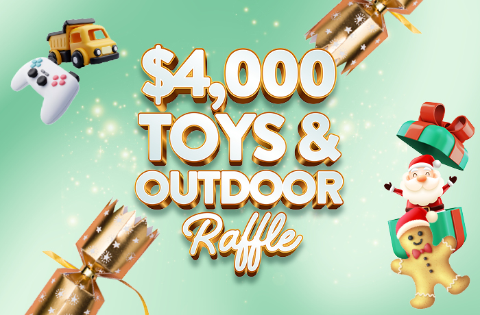 $4,000 CRACKING CHRISTMAS TOY & OUTDOOR RAFFLE